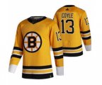 Boston Bruins #13 Charlie Coyle Yellow 2020-21 Reverse Retro Alternate Hockey Jersey