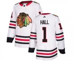 Chicago Blackhawks #1 Glenn Hall Authentic White Away NHL Jersey