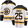 Boston Bruins #25 Brandon Carlo Authentic White Away Fanatics Branded Breakaway NHL Jersey
