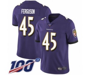 Baltimore Ravens #45 Jaylon Ferguson Purple Team Color Vapor Untouchable Limited Player 100th Season Football Jersey
