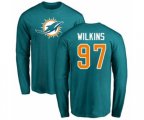 Miami Dolphins #97 Christian Wilkins Aqua Green Name & Number Logo Long Sleeve T-Shirt