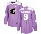 Calgary Flames #9 Lanny McDonald Authentic Purple Fights Cancer Practice Hockey Jersey