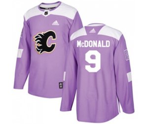 Calgary Flames #9 Lanny McDonald Authentic Purple Fights Cancer Practice Hockey Jersey