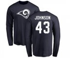 Los Angeles Rams #43 John Johnson Navy Blue Name & Number Logo Long Sleeve T-Shirt