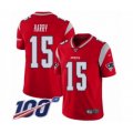 New England Patriots #15 NKeal Harry Limited Red Inverted Legend 100th Season Football Jersey
