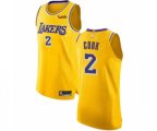 Los Angeles Lakers #2 Quinn Cook Authentic Gold Basketball Jersey - Icon Edition