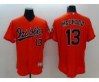 Baltimore Orioles #13 Manny Machado Majestic Orange Flexbase Authentic Collection Player Jersey