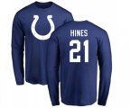 Indianapolis Colts #21 Nyheim Hines Royal Blue Name & Number Logo Long Sleeve T-Shirt