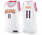 Women's Phoenix Suns #11 Ricky Rubio Swingman White Pink Fashion Basketball Jersey