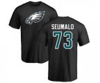 Philadelphia Eagles #73 Isaac Seumalo Black Name & Number Logo T-Shirt