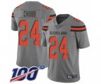 Cleveland Browns #24 Nick Chubb Limited Gray Inverted Legend 100th Season Football Jersey