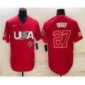 USA Baseball #27 Mike Trout 2023 Red World Classic Stitched Jerseys
