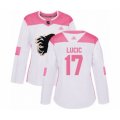 Women Calgary Flames #17 Milan Lucic Authentic White Pink Fashion Hockey Jersey