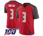 Tampa Bay Buccaneers #3 Jameis Winston Red Team Color Vapor Untouchable Limited Player 100th Season Football Jersey