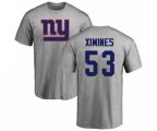 New York Giants #53 Oshane Ximines Ash Name & Number Logo T-Shirt