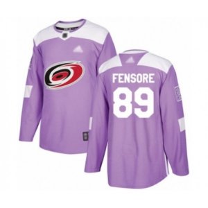 Carolina Hurricanes #89 Domenick Fensore Authentic Purple Fights Cancer Practice Hockey Jersey