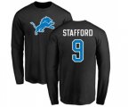 Detroit Lions #9 Matthew Stafford Black Name & Number Logo Long Sleeve T-Shirt