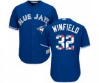 Toronto Blue Jays #32 Dave Winfield Authentic Blue Team Logo Fashion Baseball Jersey