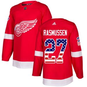 Detroit Red Wings #27 Michael Rasmussen Authentic Red USA Flag Fashion NHL Jersey