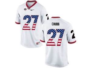 2016 US Flag Fashion-Men\'s Georgia Bulldogs Nick Chubb #27 College Football Limited Jerseys - White
