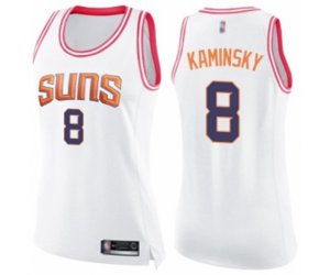 Women\'s Phoenix Suns #8 Frank Kaminsky Swingman White Pink Fashion Basketball Jersey