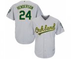 Oakland Athletics #24 Rickey Henderson Replica Grey Road Cool Base Baseball Jersey