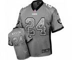 Oakland Raiders #24 Charles Woodson Elite Grey Drift Fashion Football Jersey