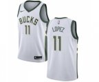 Milwaukee Bucks #11 Brook Lopez Authentic White Basketball Jersey - Association Edition