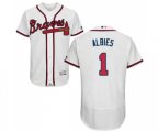 Atlanta Braves #1 Ozzie Albies White Home Flex Base Authentic Collection Baseball Jersey