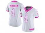 Women Los Angeles Rams #4 Greg Zuerlein Limited White Pink Rush Fashion NFL Jersey