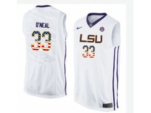 2016 US Flag Fashion Men\'s LSU Tigers Shaquille O\'Neal #33 College Basketball Elite Jersey - White