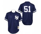 1995 New York Yankees #51 Bernie Williams Authentic Blue Throwback Baseball Jersey