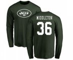New York Jets #36 Doug Middleton Green Name & Number Logo Long Sleeve T-Shirt