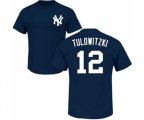 Baseball New York Yankees #12 Troy Tulowitzki Navy Blue Name & Number T-Shirt