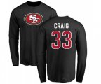 San Francisco 49ers #33 Roger Craig Black Name & Number Logo Long Sleeve T-Shirt