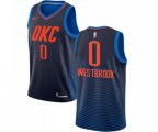 Oklahoma City Thunder #0 Russell Westbrook Authentic Navy Blue NBA Jersey Statement Edition