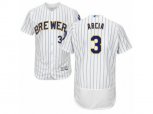 Milwaukee Brewers #3 Orlando Arcia White Royal Flexbase Authentic Collection MLB Jersey