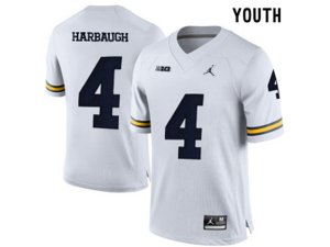 2016 Youth Jordan Brand Michigan Wolverines Jim Harbaugh #4 College Football Limited Jersey - White