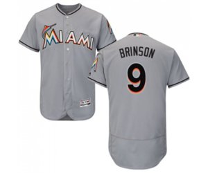 Miami Marlins #9 Lewis Brinson Grey Road Flex Base Authentic Collection Baseball Jersey