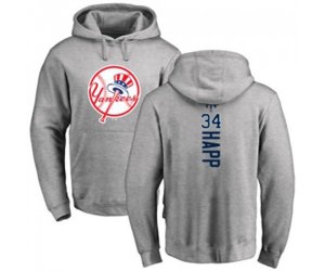 New York Yankees #34 J.A. Happ Ash Backer Pullover Hoodie