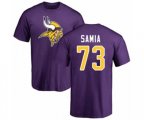 Minnesota Vikings #73 Dru Samia Purple Name & Number Logo T-Shirt