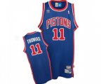 Detroit Pistons #11 Isiah Thomas Authentic Blue Throwback Basketball Jersey