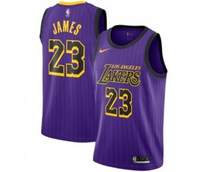 Los Angeles Lakers #23 LeBron James Authentic Purple Basketball Jersey - City Edition