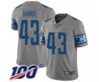 Detroit Lions #43 Will Harris Limited Gray Inverted Legend 100th Season Football Jersey