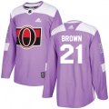 Ottawa Senators #21 Logan Brown Authentic Purple Fights Cancer Practice NHL Jersey