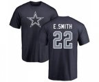 Dallas Cowboys #22 Emmitt Smith Navy Blue Name & Number Logo T-Shirt