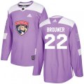 Florida Panthers #22 Troy Brouwer Authentic Purple Fights Cancer Practice NHL Jersey