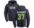 Seattle Seahawks #37 Shaun Alexander Navy Blue Name & Number Logo Pullover Hoodie