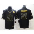 Dallas Cowboys #21 Ezekiel Elliott Black Gold Throwback Limited Jersey