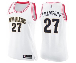Women\'s New Orleans Pelicans #27 Jordan Crawford Swingman White Pink Fashion Basketball Jersey